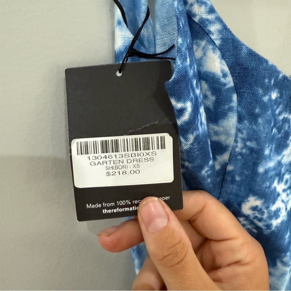 NWT Reformation Dress Garten Midi Wrap in Shibori Blue - Picture 11 of 14